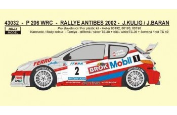 Decal – Peugeot 206 WRC - Rally Antibes 2002 – J.Kulig 1/43